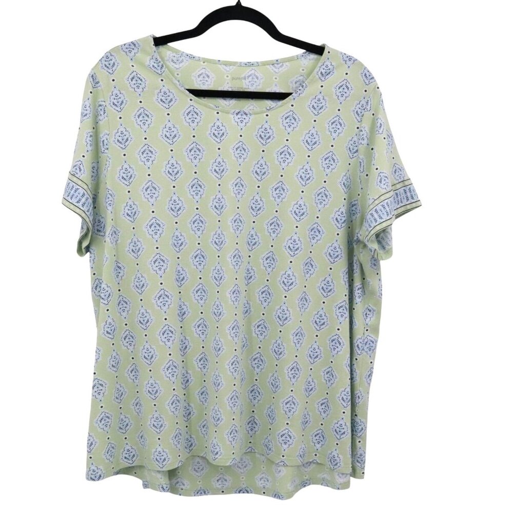 Pure Jill Pima Cotton Tee Womens PXL‎ Green Casual Daily Dainty Elegant Feminine